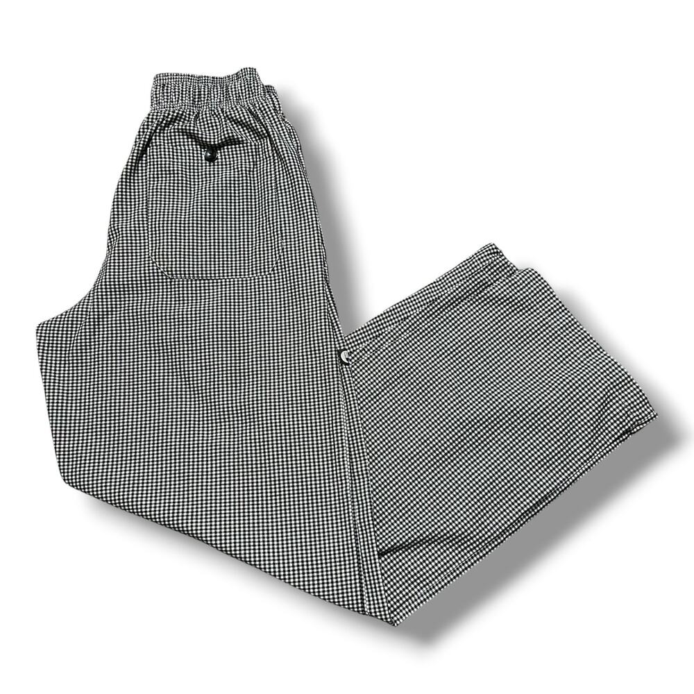 Chef Works Checkered Pants Baggy Elastic Waist Mens Small Black White